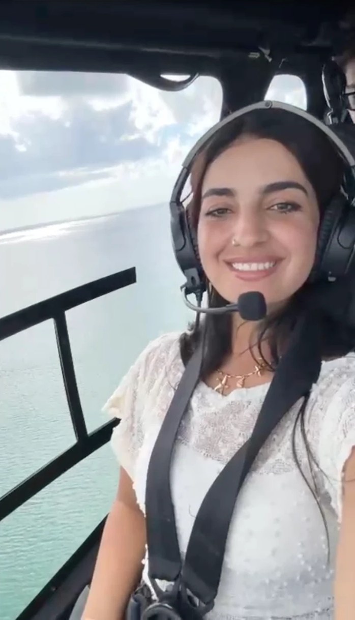 Btissam, co-founder of Mighosh, on a helicopter flight over the coast